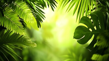 Lush Green Tropical Leaves Background