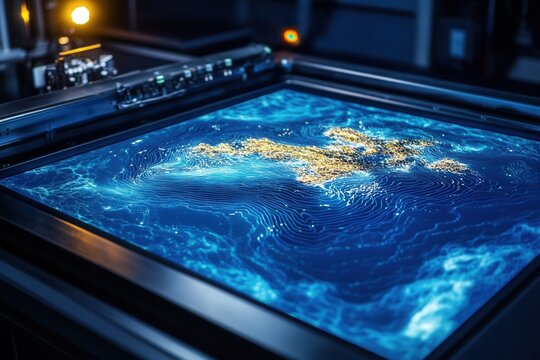 Stylized Digital Landmass Map Display