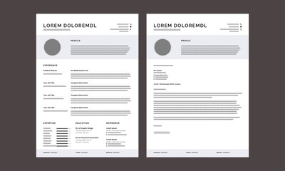 Resume CV Template. Modern Resume and Cover Letter Layout design template. Minimalist CV resume template for job applications. Vector illustration