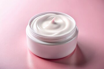 Radiant white lotion, a sophisticated skincare treat, presented against a delicate pink.
