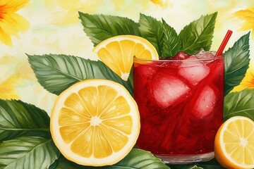 Summer Refreshment Iced Beverage Illustration