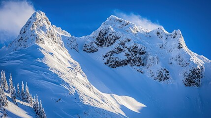 snow-covered mountain peak under a clear sky