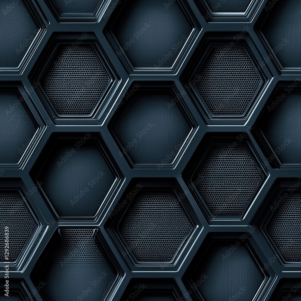 Poster elegant black hexagon background with intricate geometric design for modern digital use and art