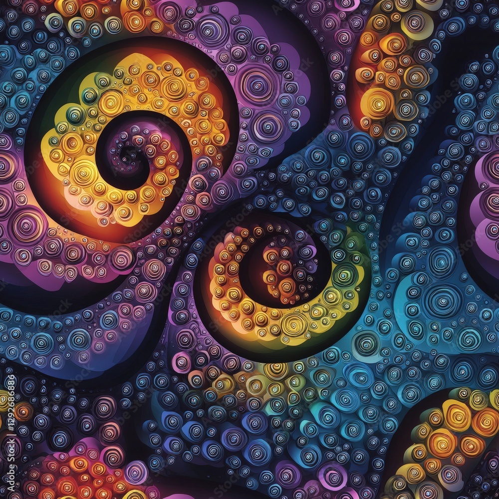 Poster bright and colorful pattern composed of various circles for an eye-catching and lively look
