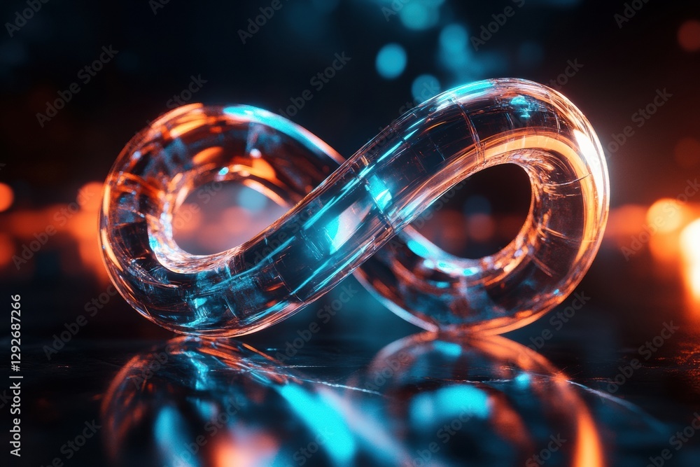 Poster abstract representation of trust and agreement in business through a translucent infinity symbol. ge