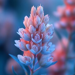 Floral beauty blue and pink wildflowers close-up