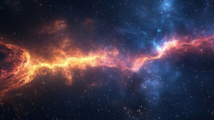 A breathtaking cosmic aurora spreading across deep space with pulsating waves of light