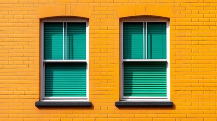 vibrant yellow wall with turquoise window shutters for urban aesthetics