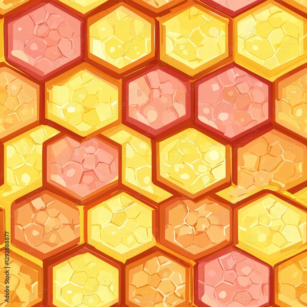 Poster detailed honeycomb pattern with hexagonal cells forming a unique and natural geometric design