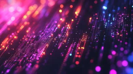 Obraz premium abstract circuit board with a vibrant display of colors and lights, conveying data and technological advancement