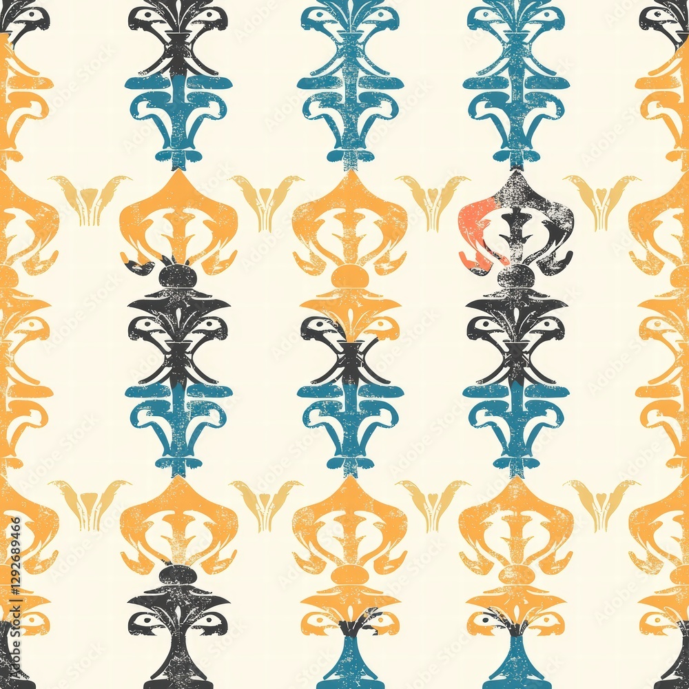 Poster beautiful pattern featuring a stylized bird design embellished with delicate colors and textures