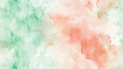 Soft Pastel Watercolor Background with Green and Red Hues