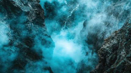 Obraz premium Mystical Mountain Gorge Blue Haze Rock Formations