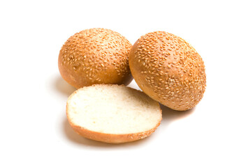 round bread on white background