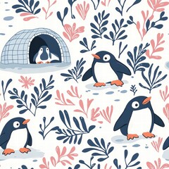 Adorable penguin interacting with another penguin in a winter scene surrounded by snowy bliss