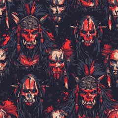 Compelling pattern featuring repeated skulls with dark elements for a bold and edgy visual impact