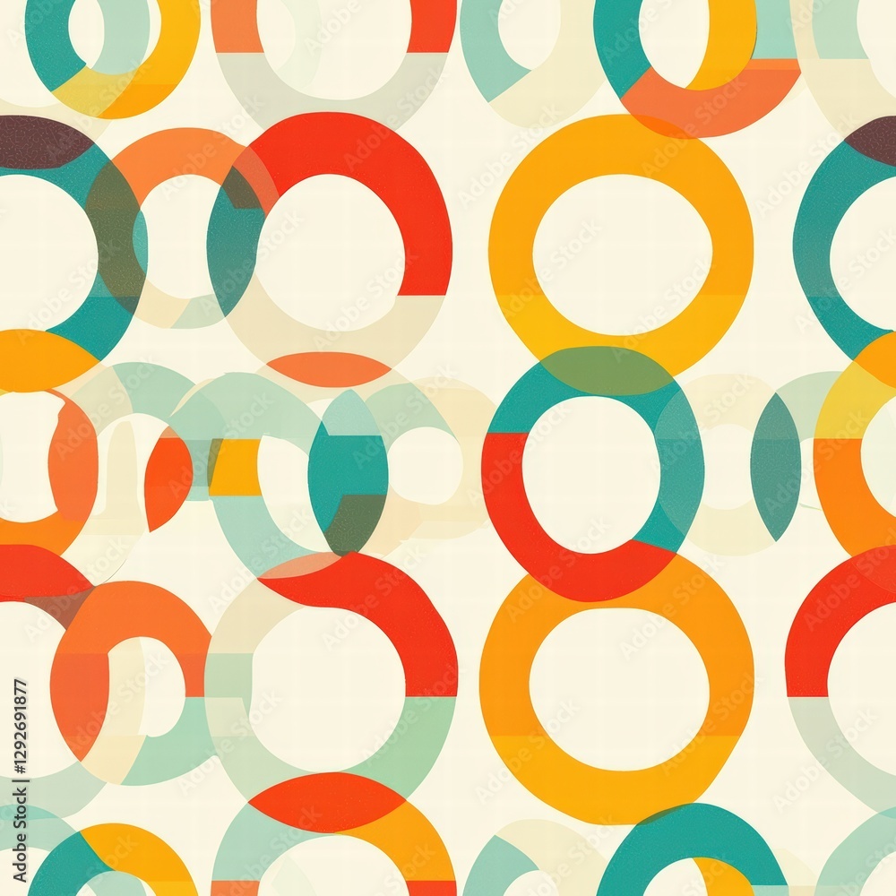 Poster captivating pattern featuring multiple overlapping circles in an array of colors and artistic styles