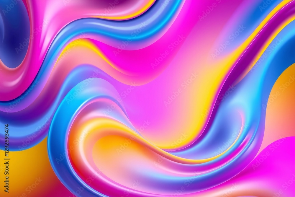 Poster vibrant colorful abstract art with swirling flowing gradient shapes and patterns