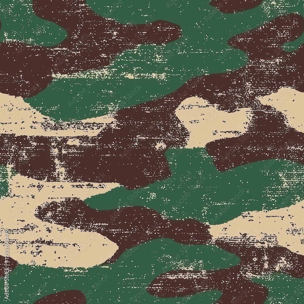 Poster multifaceted camouflage pattern repeating in various shades and textures for versatile applications