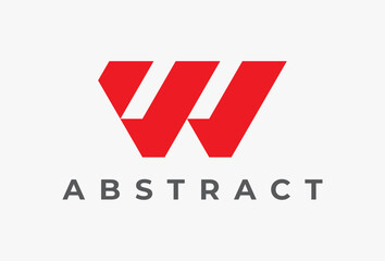 Letter W logo. Abstract Geometric Shape Combined. Minimalist Modern Logotype Concept. Usable for Business, Branding, Company, Corporate related with Initial W. Graphic Design Element Template.