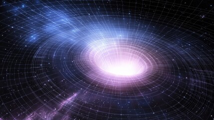 A wormhole pulsating with iridescent light revealing hidden dimensions beyond the galaxy