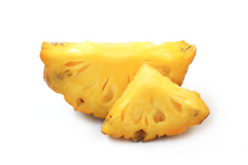 Slice of pineapple isolated on white background