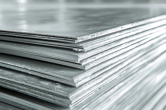 Stack of Raw Metal Sheets Ready for Industrial Processing