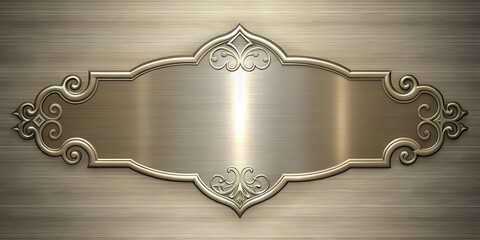 Luxurious metal label with intricate details and subtle shine on a smooth background , opulence