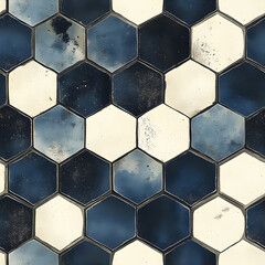 [Generative AI] Seamless, wall paper, 빈티지 육각형 타일 패턴