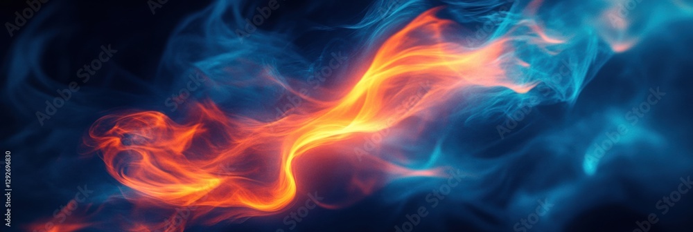 Aufkleber glowing gas swirls create vibrant energy flow in a dark background filled with abstract colors. gene