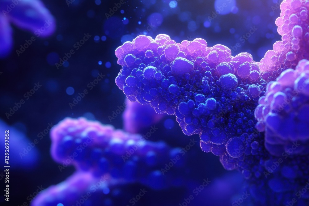 Poster exploring the intricate structure of botulinum toxin molecules in vibrant colors. generative ai