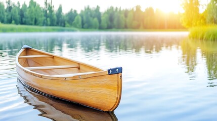 Obraz premium Canoeing at sunrise serene lake nature photography tranquil environment peaceful view