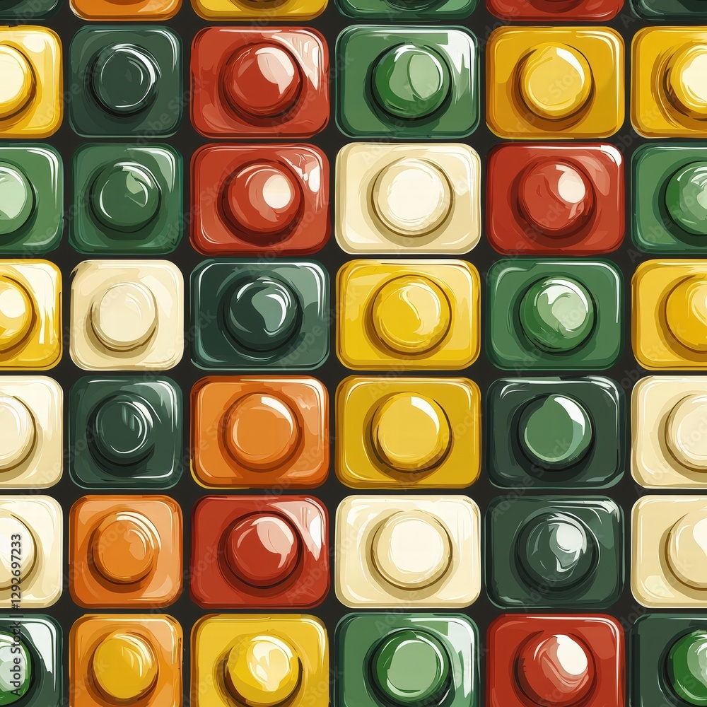 Poster a colorful tile pattern showcasing a vibrant array of colors and shapes in a decorative design