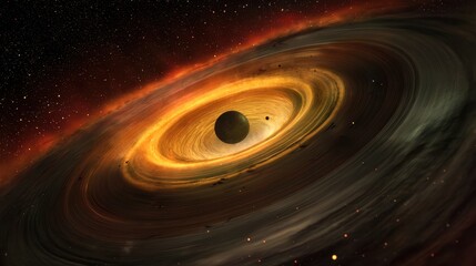 Obraz premium A massive planetary collision erupts sending glowing debris across an entire solar system