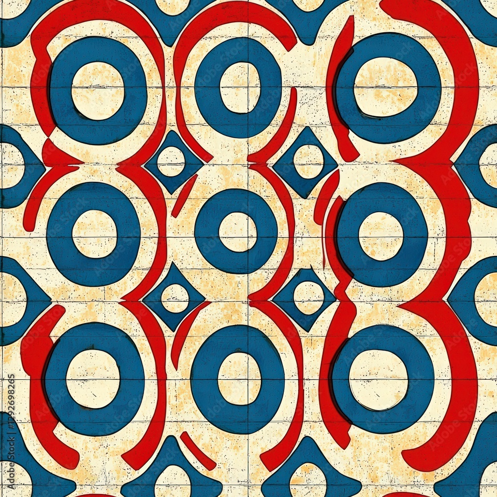 Poster Repeated circular pattern design featuring simple shapes creating a harmonious and balanced look