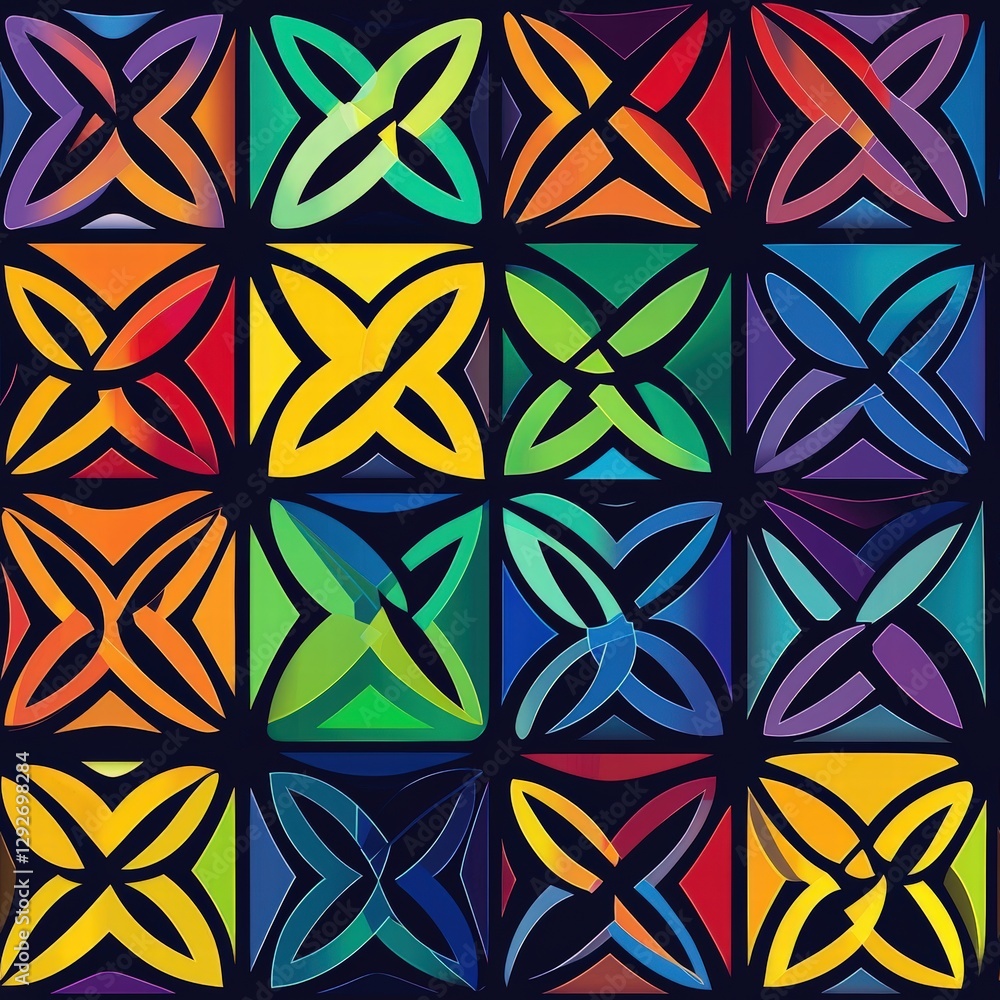 Poster bright and colorful abstract pattern featuring dynamic shapes and vivid colors for artistic expressi