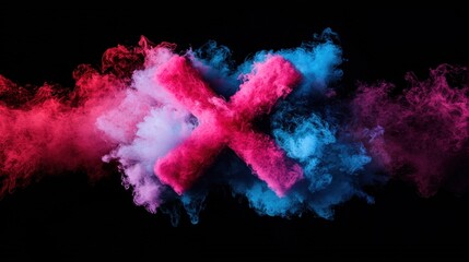 Fototapeta premium Colorful smoke x mark icon digital art abstract background vibrant atmosphere artistic perspective