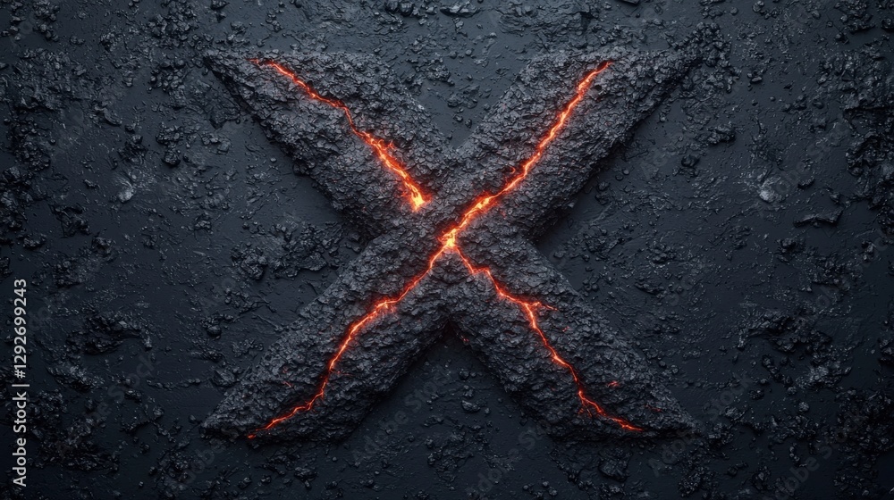 Aufkleber creation of a massive x mark icon from intertwining molt abstract environment digital art viewpoint 