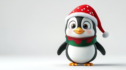 Obraz premium Festive penguin character dressed for christmas studio setting 3d art
