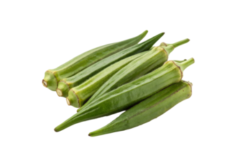 High-Quality Organic Okra Vegetable Image with Transparent Background