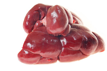 Cow kidneys on a white background