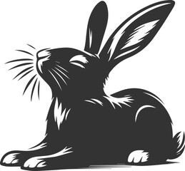 Rabbit stretched out after waking up animal silhouette vector