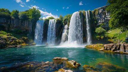 Fototapeta premium 大きな滝と岩の地形の眺め9