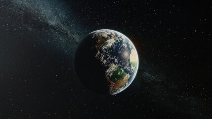 Obraz premium Earth floats in space surrounded by the Milky Way galaxy