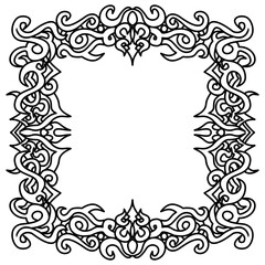 Square tribal baroque frame style border for black metal band, gig poster, or photo frame, or social media post.