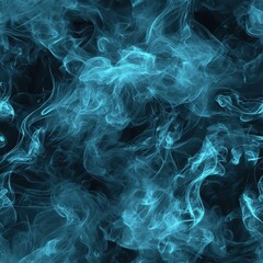 Stunning blue smoke wisps gracefully dancing against a jet black background evoking a dreamlike mood