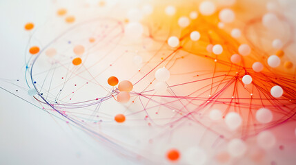 The structure of cyberspace. Technological scientific network. A colorful image of many small balls connected by lines. The image creates a sense of chaos and complexity