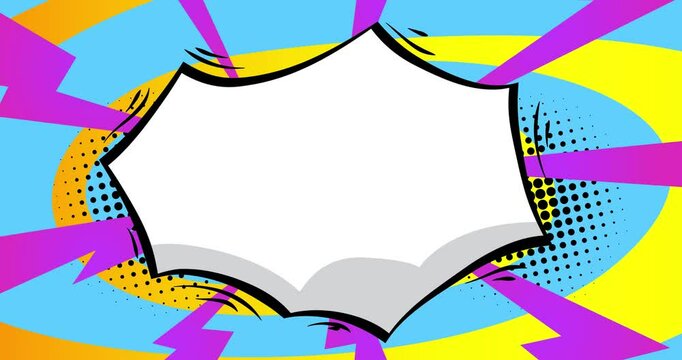 Awesome cartoon background animation, comic book backdrop video. Retro vector comics pop art design.