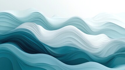 Fototapeta premium Abstract Waves in Shades of Teal and White for Tranquil Backdrop