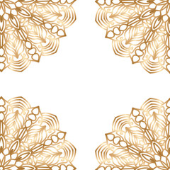 Gold Foil Hand Drawn Floral Mandala Frame